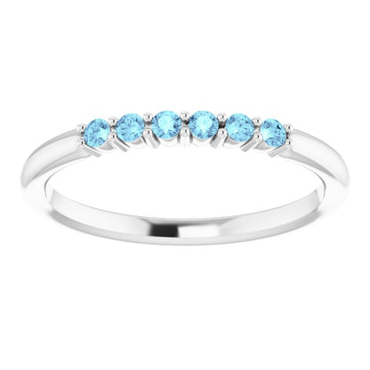 Platinum Aquamarine Stackable Ring