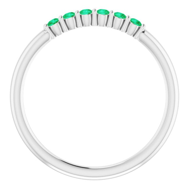 14K White Emerald Stackable Ring