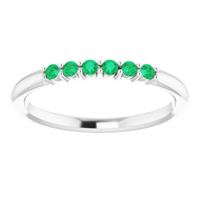 14K White Emerald Stackable Ring