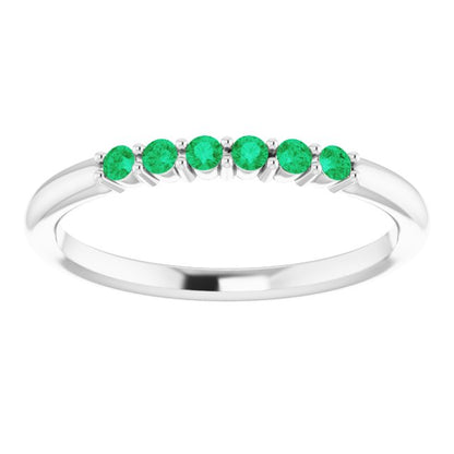 14K White Emerald Stackable Ring