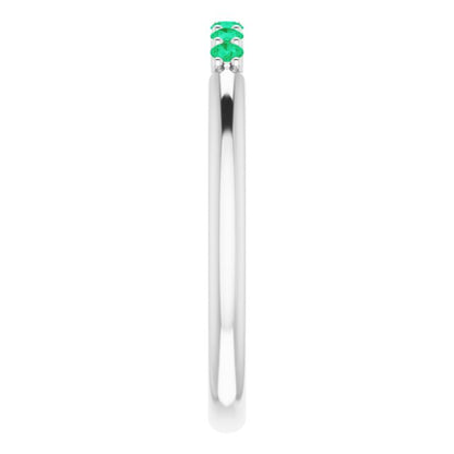 14K White Emerald Stackable Ring