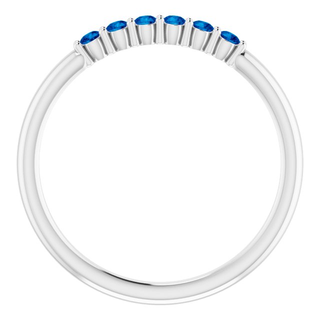 14K White Blue Sapphire Stackable Ring