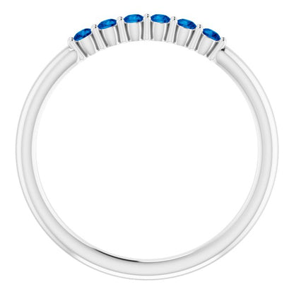 14K White Blue Sapphire Stackable Ring