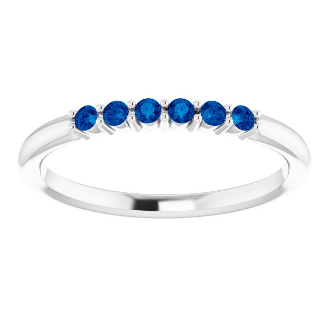 14K White Blue Sapphire Stackable Ring