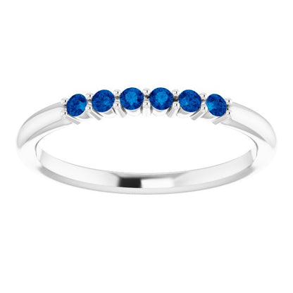 14K White Blue Sapphire Stackable Ring