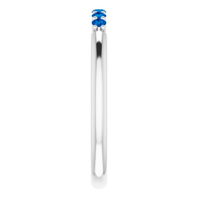 14K White Blue Sapphire Stackable Ring