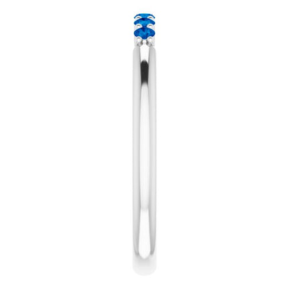14K White Blue Sapphire Stackable Ring
