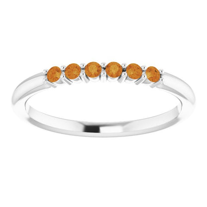 14K White Citrine Stackable Ring