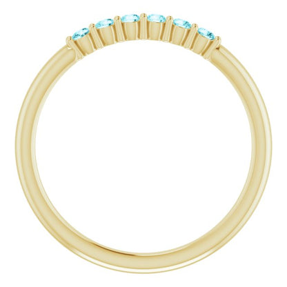 14K Yellow Blue Zircon Stackable Ring