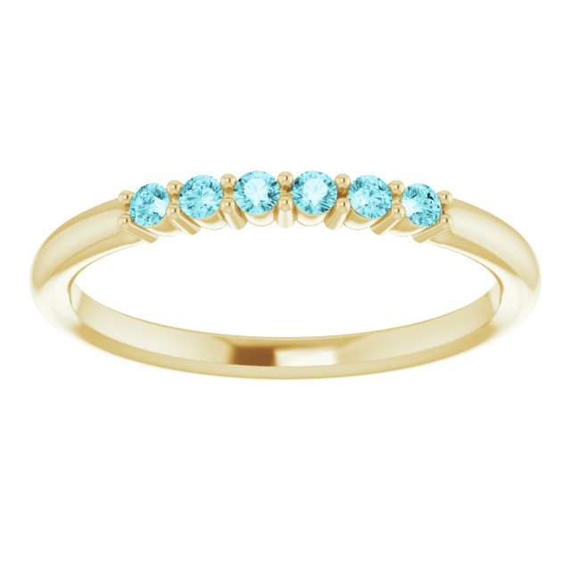 14K Yellow Blue Zircon Stackable Ring