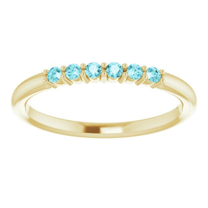 14K Yellow Blue Zircon Stackable Ring