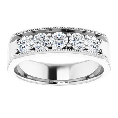 14K White 1 CTW Diamond Men's Ring