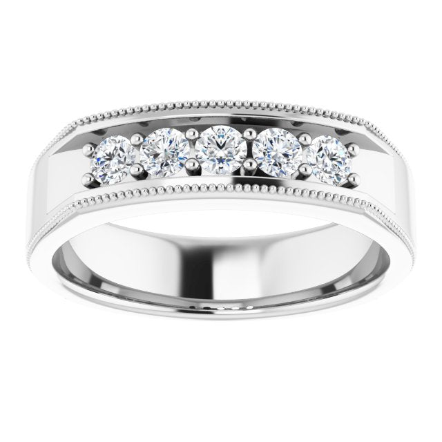 14K White 1/2 CTW Diamond Men's Ring