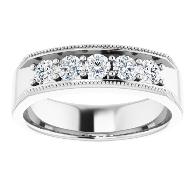 14K White 3/4 CTW Diamond Men's Ring