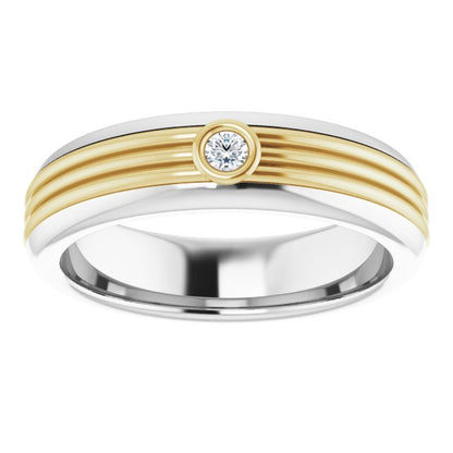 14K White & Yellow .06 CTW Diamond Men's Ring