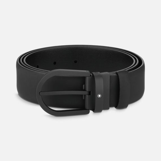 Montblanc Horseshoe Buckle Black 35 Mm Leather Belt