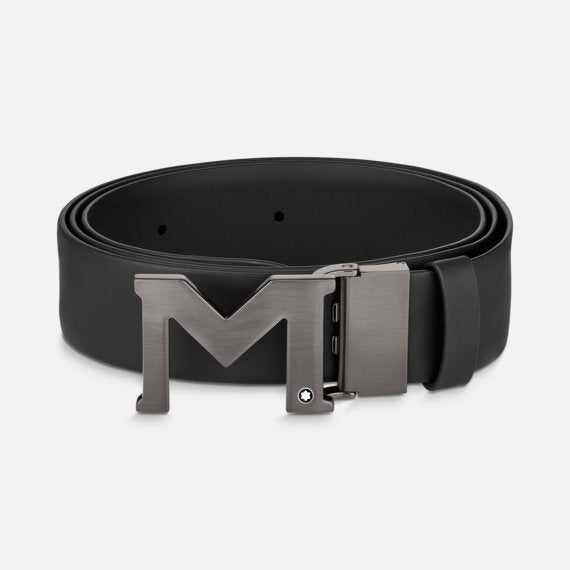 Montblanc M Buckle Black 35 Mm Leather Belt