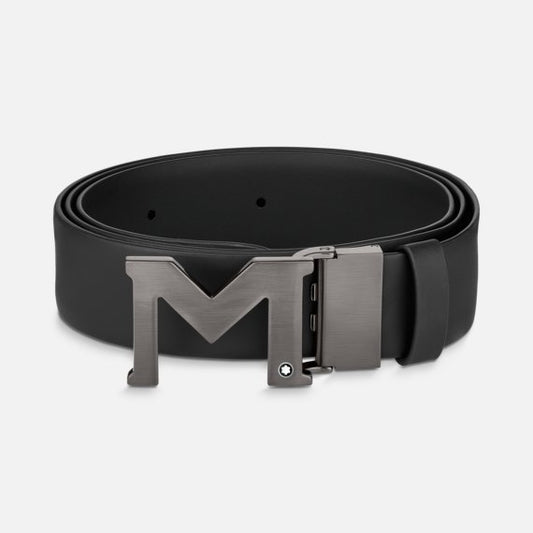 Montblanc M Buckle Black 35 Mm Leather Belt