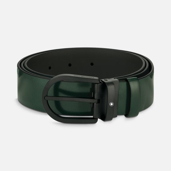Montblanc Horseshoe Buckle Green 35 Mm Leather Belt