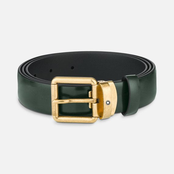 Montblanc Brushed Green 30 Mm Leather Belt