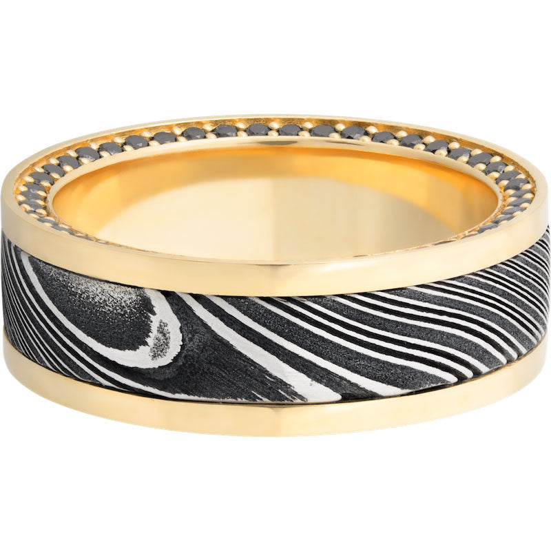 Lashbrook Black White & Yellow 18k Gold 8mm Men's Wedding Band