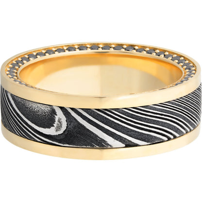 Lashbrook Black White & Yellow 18k Gold 8mm Men's Wedding Band