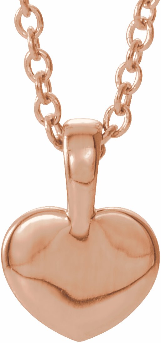14K Rose .01 CT Diamond Youth Heart 16 Necklace