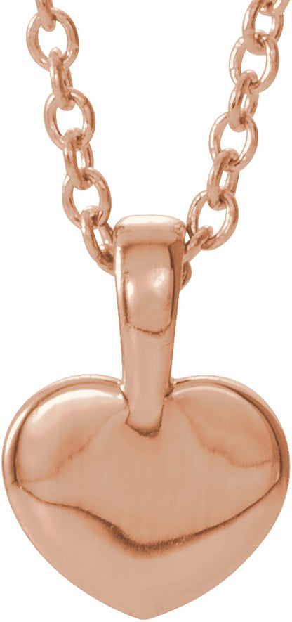 14K Rose .01 CT Diamond Youth Heart 16 Necklace