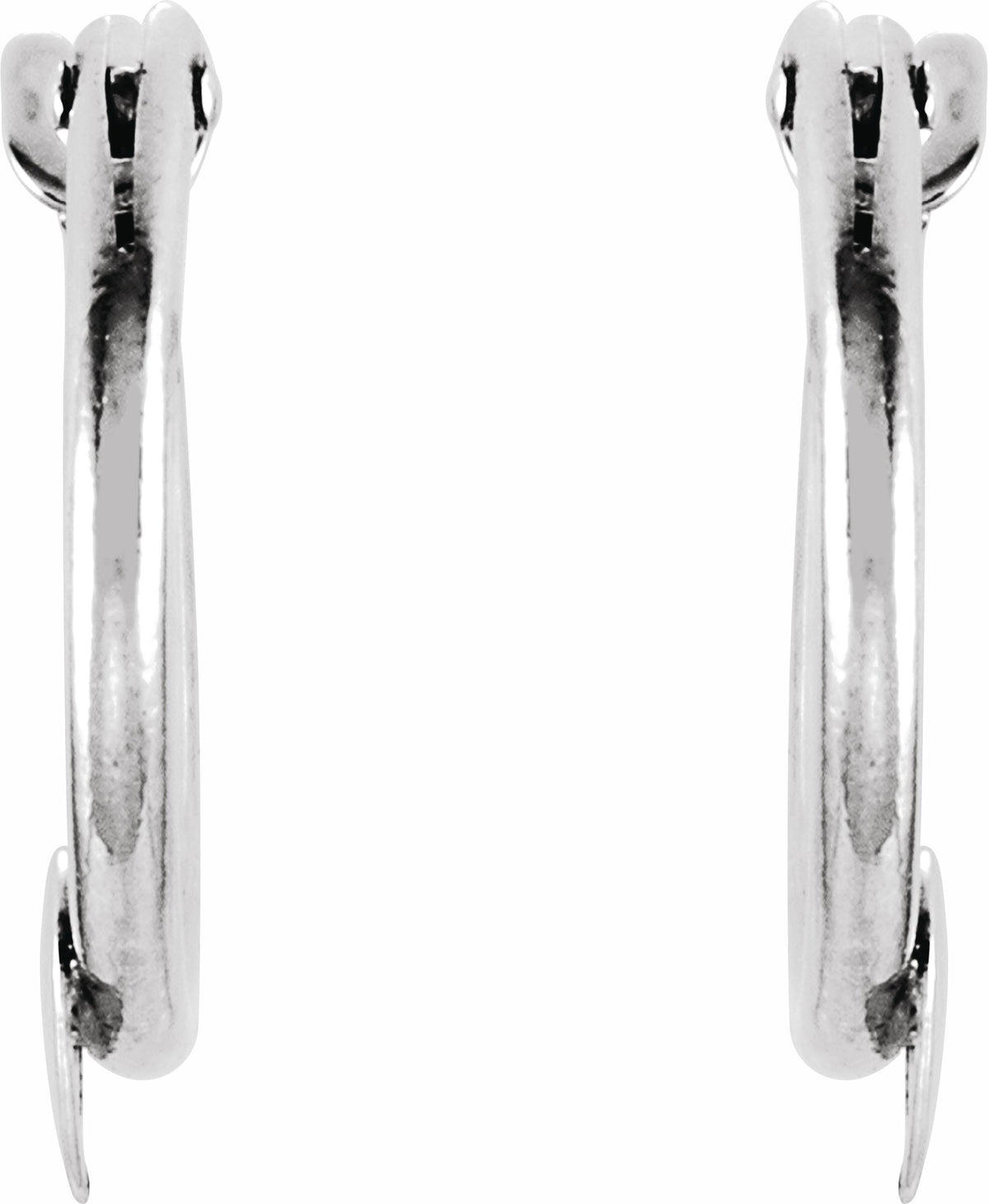 14K White Hinged Hoop Earrings with Heart