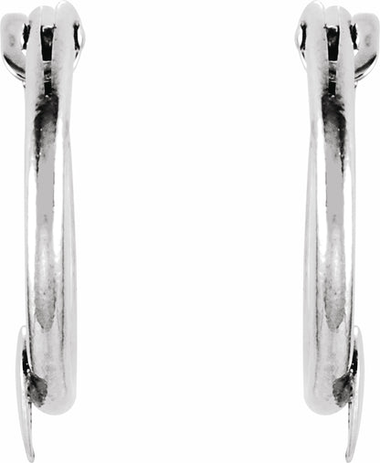 14K White Hinged Hoop Earrings with Heart