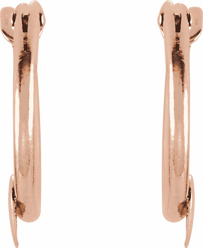 14K Rose Hinged Hoop Earrings with Heart