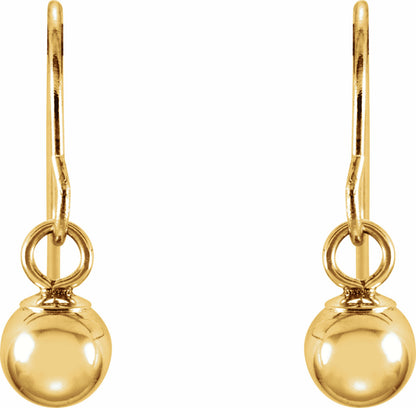 14K Yellow 4 mm Ball Earrings