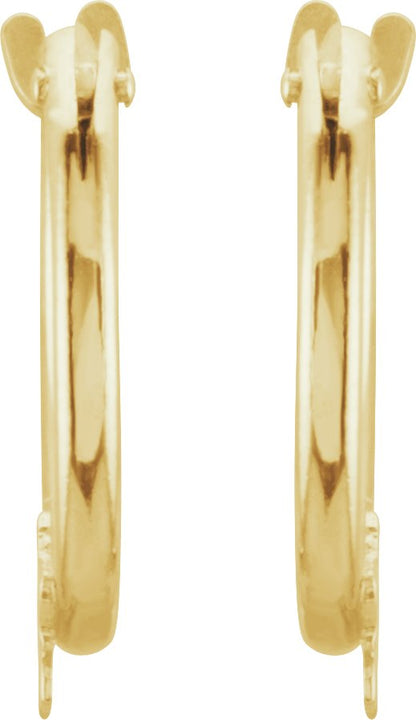 14K Yellow Hinged Hoop Earrings with Star