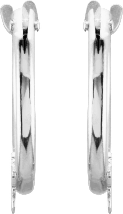 14K White Hinged Hoop Earrings with Star