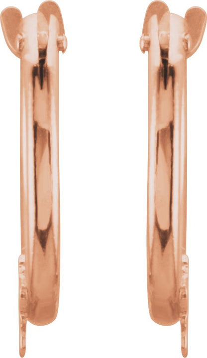 14K Rose Hinged Hoop Earrings with Star