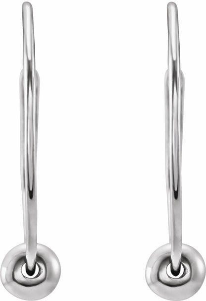 14K White Youth Hoop Earrings with Bead