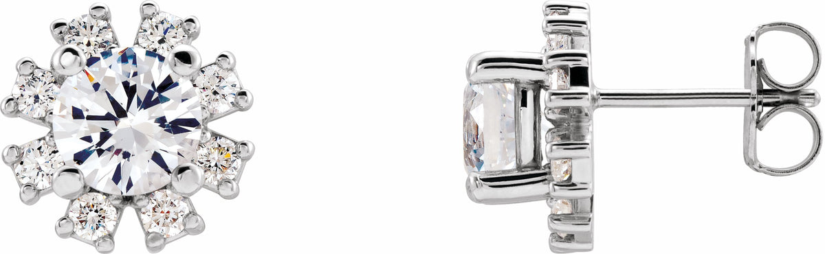 14K White Sapphire & 1/2 CTW Diamond Earrings
