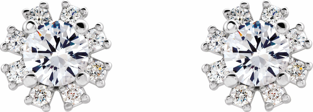 14K White Sapphire & 1/2 CTW Diamond Earrings