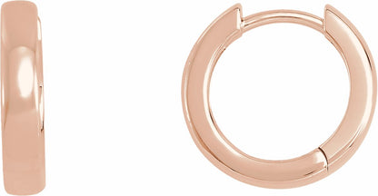 14K Rose 14 mm Hinged Hoop Earrings