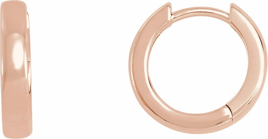 14K Rose 14 mm Hinged Hoop Earrings