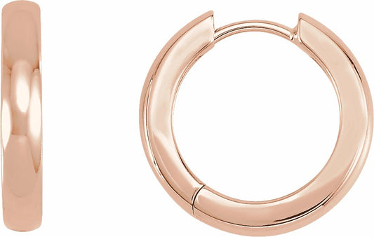 14K Rose 17.5 mm Hinged Hoop Earrings