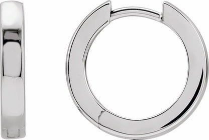 14K White 16 mm Hinged Hoop Earrings