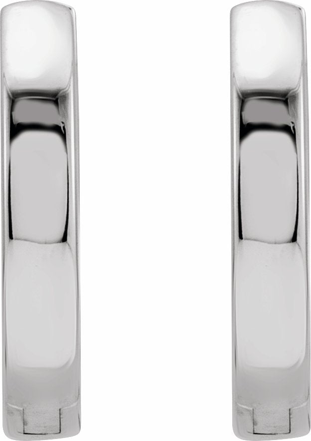 14K White 16 mm Hinged Hoop Earrings