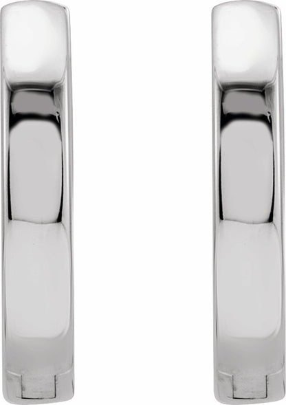 14K White 16 mm Hinged Hoop Earrings