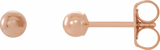 14K Rose 3 mm Ball Earrings
