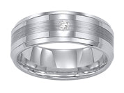 8mm Tungsten carbide Bevel Edge comfort fit diamond band with center satin finish