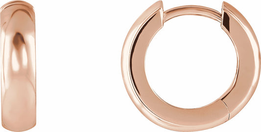 14K Rose 14.25 mm Hinged Hoop Earrings
