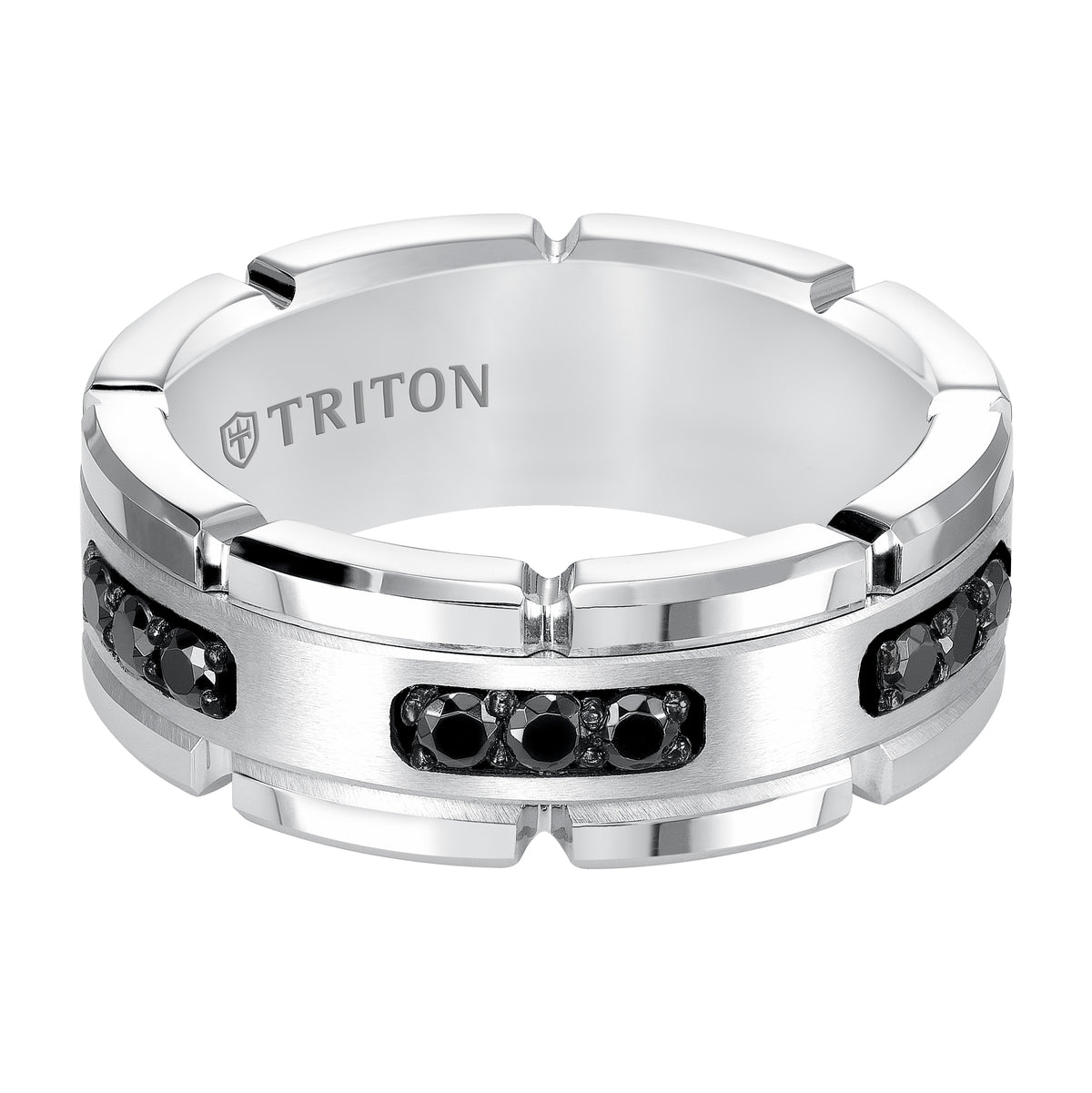 8MM Comfort Fit White Tungsten Silver Diamond Band