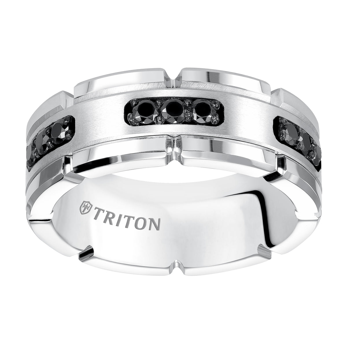 8MM Comfort Fit White Tungsten Silver Diamond Band
