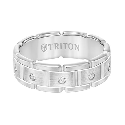 7MM Flat Top Steel Edge Stone Wedding Band